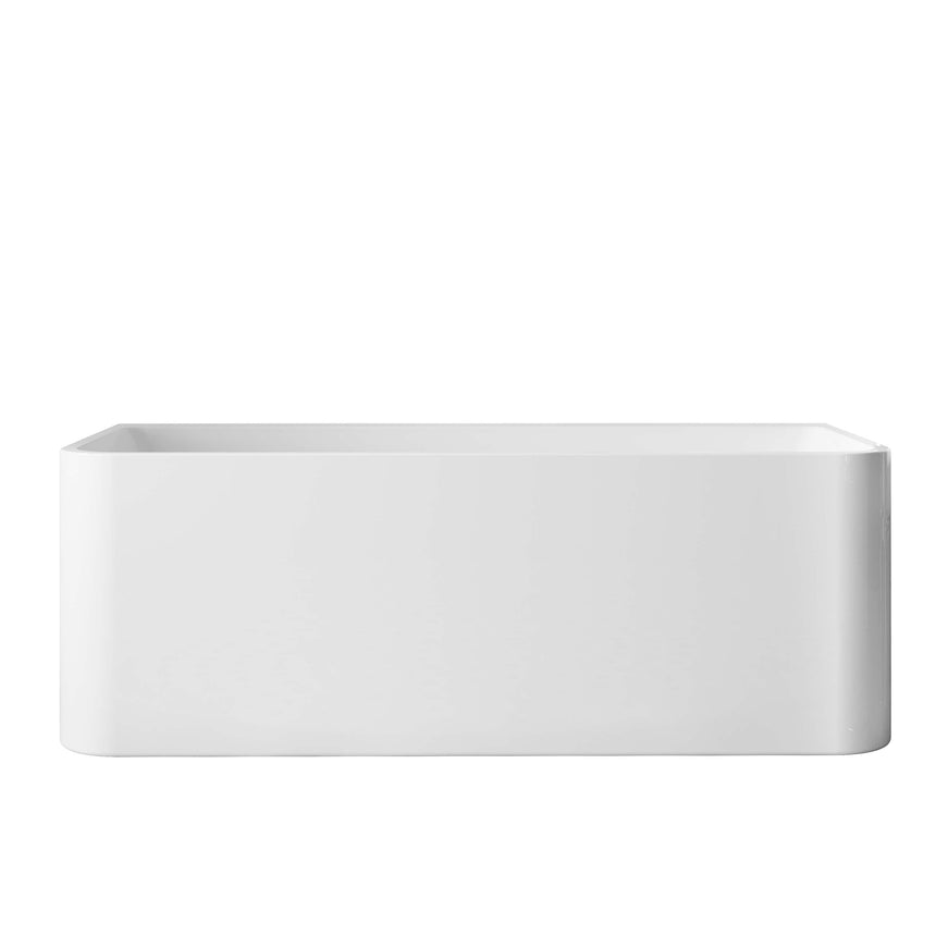 BelBagno Alto 1500mm back-to-wall acrylic bath by Tilemall, gloss white, side profile view
