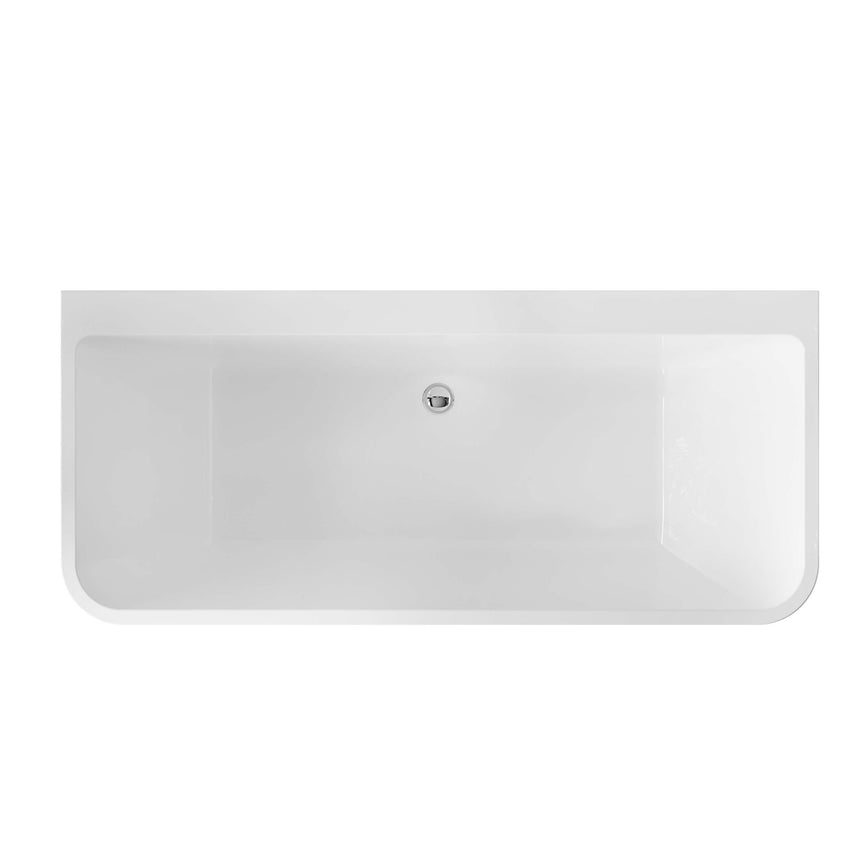 BelBagno Bath Alto 1700mm bathtub by Tilemall top view, gloss white acrylic with centre overflow