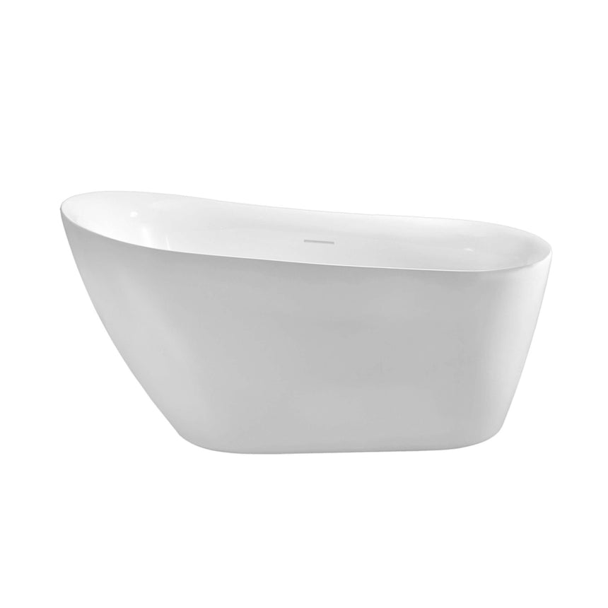 Romano 1700mm freestanding acrylic BelBagno bath by Tilemall in gloss white, side view