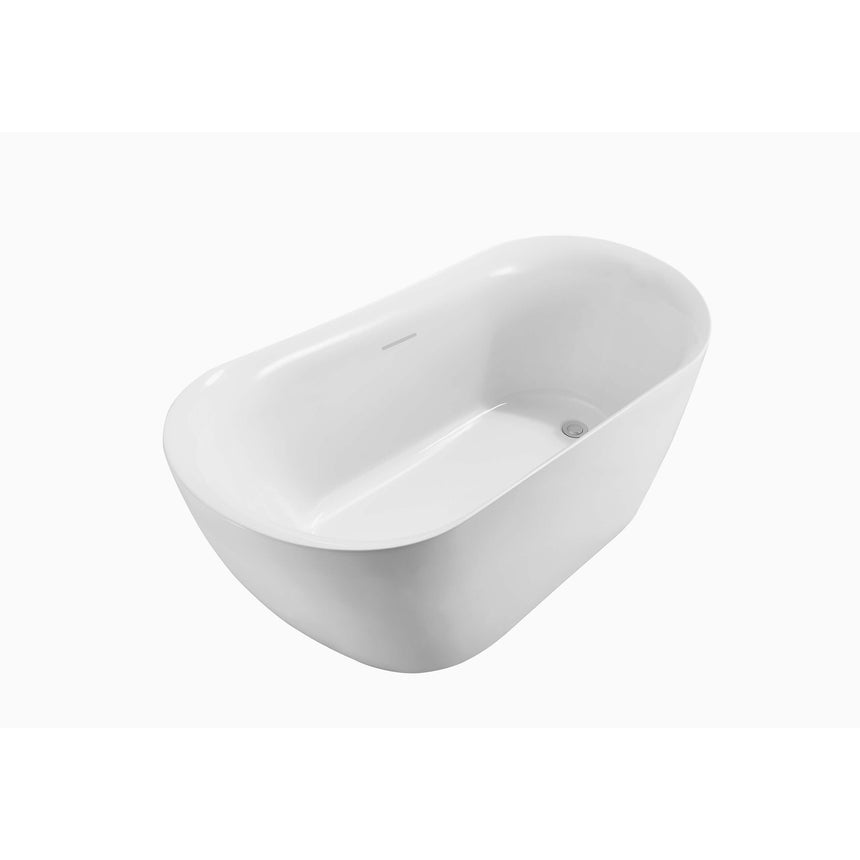 Romano 1700mm freestanding acrylic BelBagno bath by Tilemall in gloss white, angled interior view