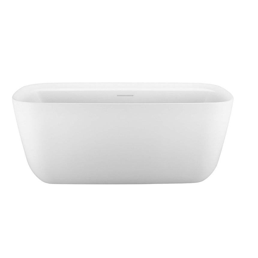 BelBagno Terriccio 1700mm freestanding acrylic bath by Tilemall, matte white, front view