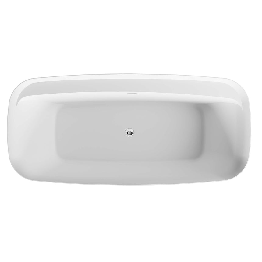 BelBagno Terriccio matte white acrylic bath by Tilemall, side profile showing sloped interior and overflow