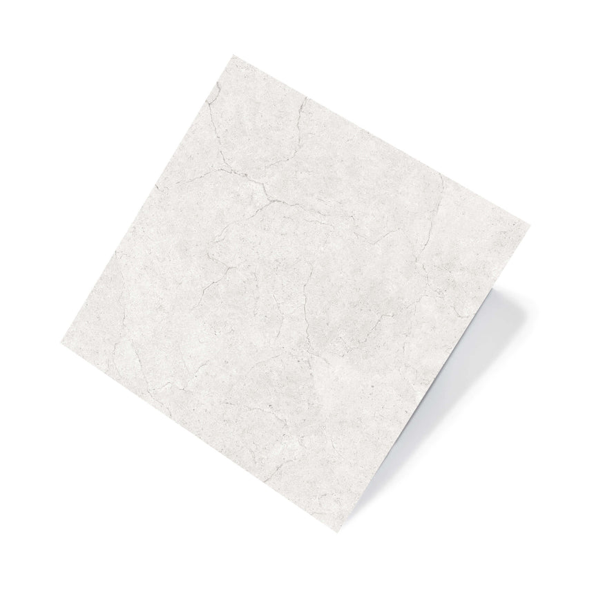 Crema Marfil 600x600mm matt bianco marble-look porcelain tile by Tilemall with subtle grey veining