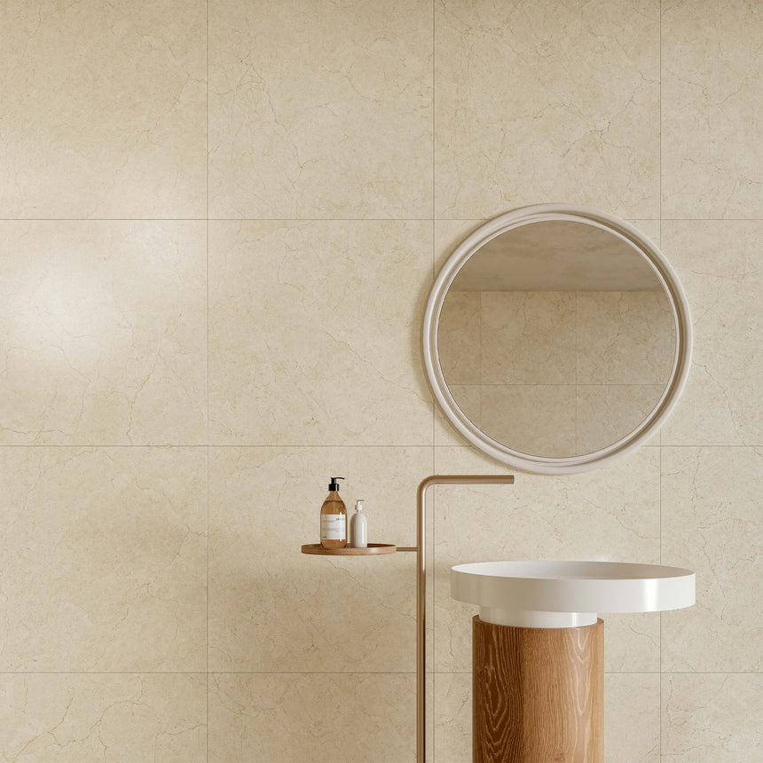 Crema Marfil 600x600 Silk Tec Ivoy Marble Look Tiles Tilemall