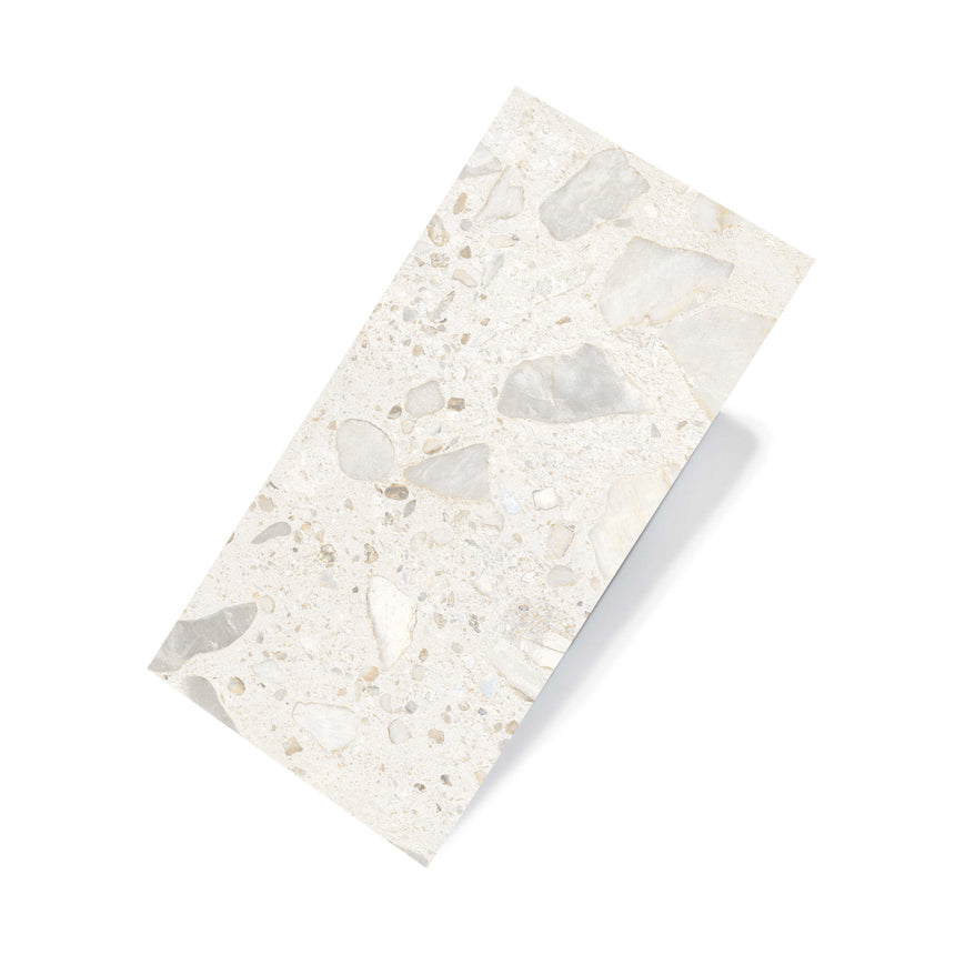 Sassi 600x300 Matt White Terrazzo Look Rectified Terrazzo Look Tiles Tilemall