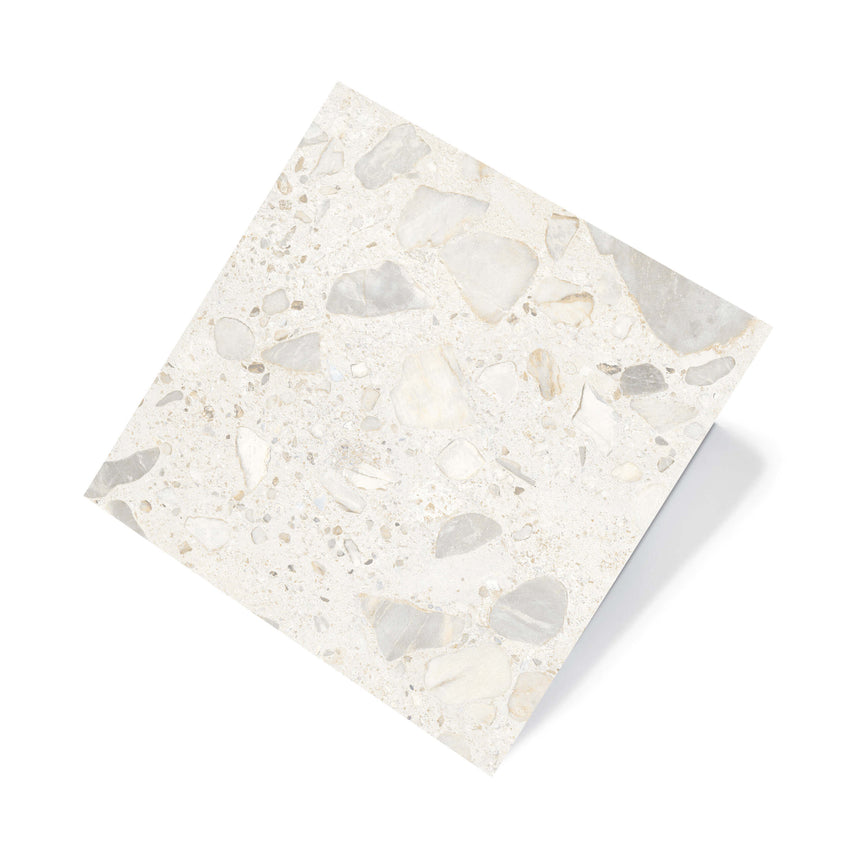 Sassi 600x600 Matt White Terrazzo Look Rectified Terrazzo Look Tiles Tilemall