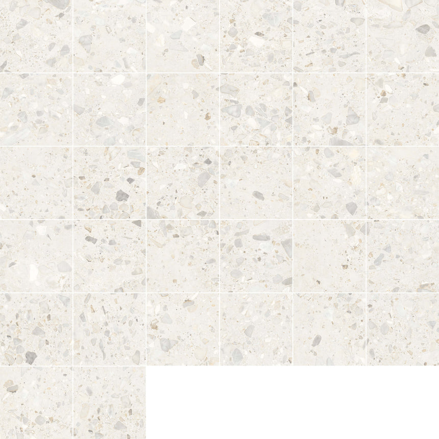 Sassi 600x600 Matt White Terrazzo Look Rectified Terrazzo Look Tiles Tilemall