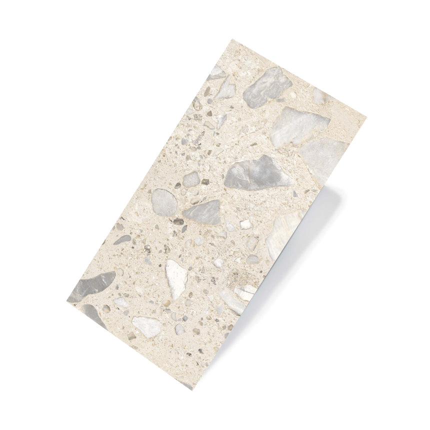 Sassi 600x300 Matt Ivory Terrazzo Look Rectified Terrazzo Look Tiles Tilemall
