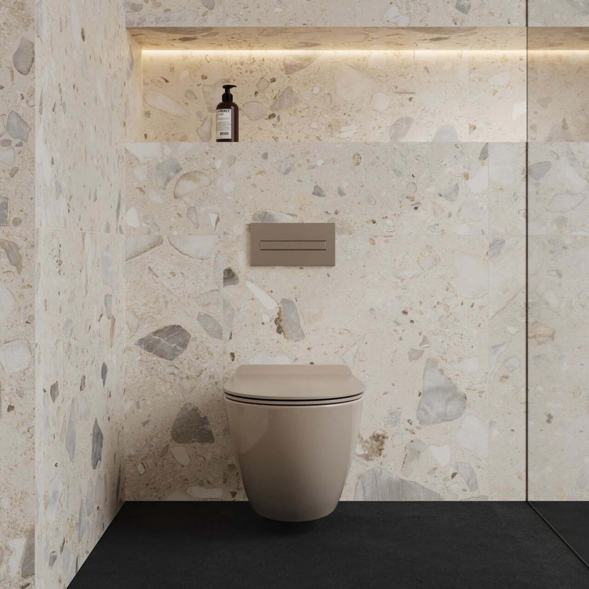 Sassi 600x300 Matt Ivory Terrazzo Look Rectified Terrazzo Look Tiles Tilemall