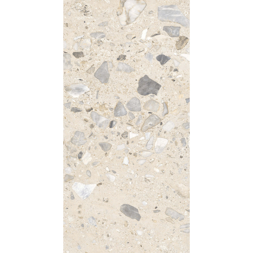 Sassi 1200x600 Matt Ivory Terrazzo Look Rectified Terrazzo Look Tiles Tilemall