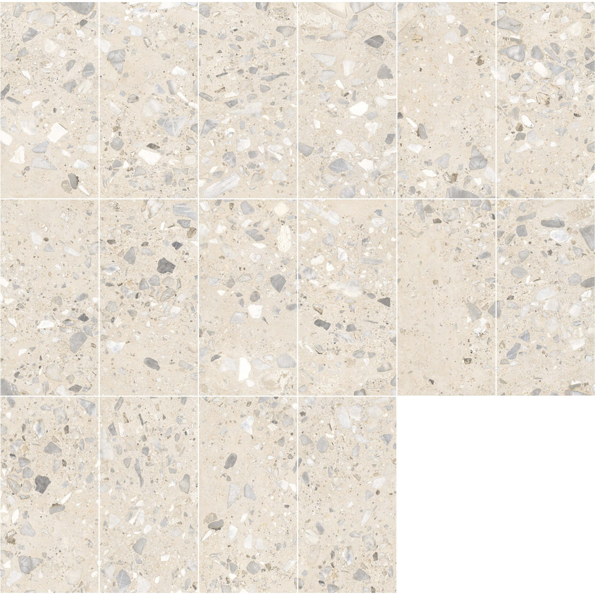Sassi 1200x600 Matt Ivory Terrazzo Look Rectified Terrazzo Look Tiles Tilemall