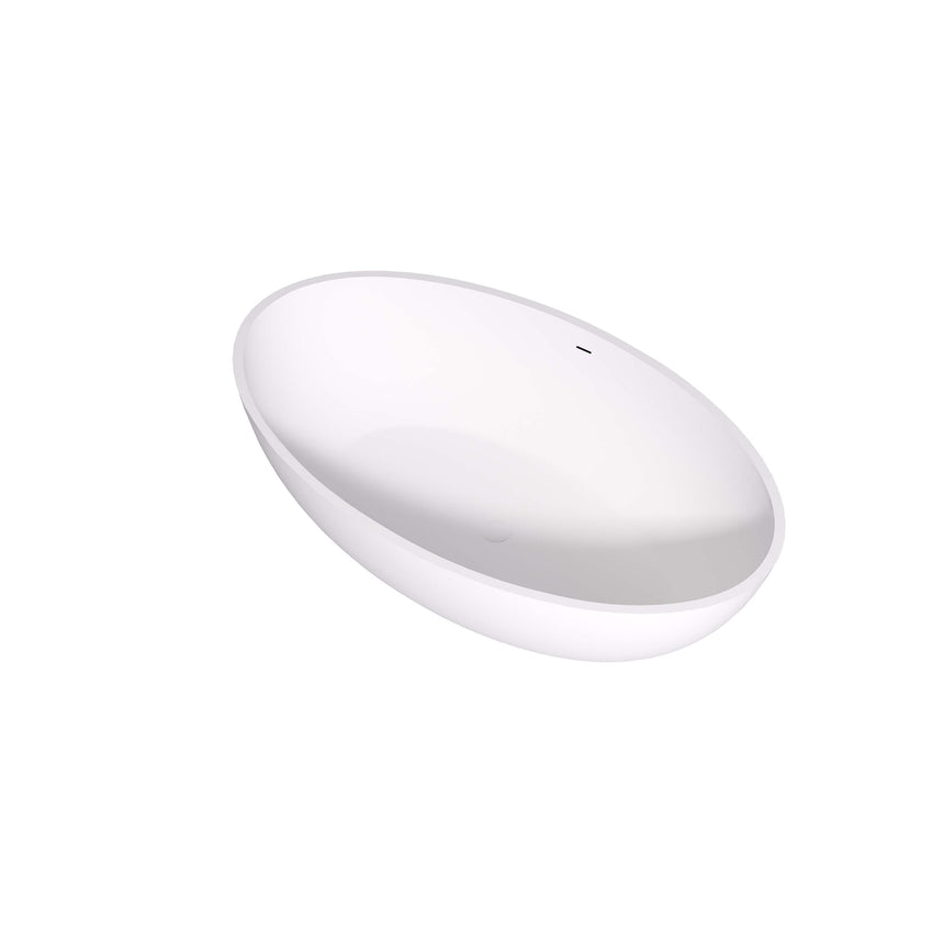 Lukka Kirra 1760mm matte white porcelain freestanding oval bathtub with overflow by Tilemall