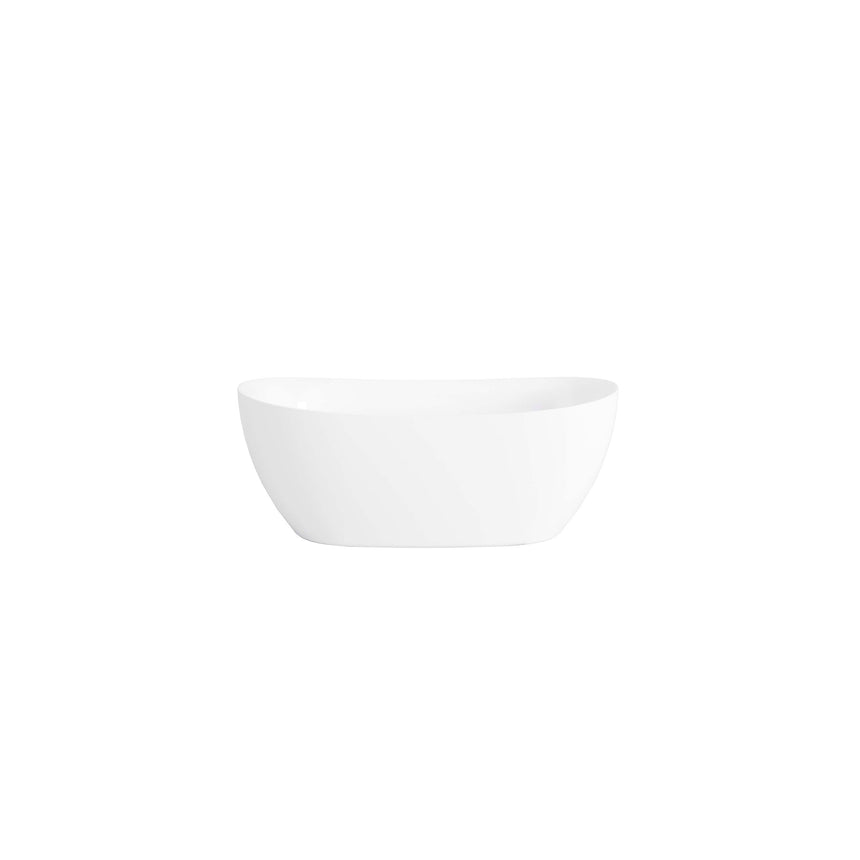 Lukka Freestanding bath valla 1600mm gloss white freestanding acrylic bathtub by Tilemall, front view