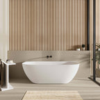 Ellips Back to Wall Free Standing Acrylic Bath None Overflow 1500mm Gloss White