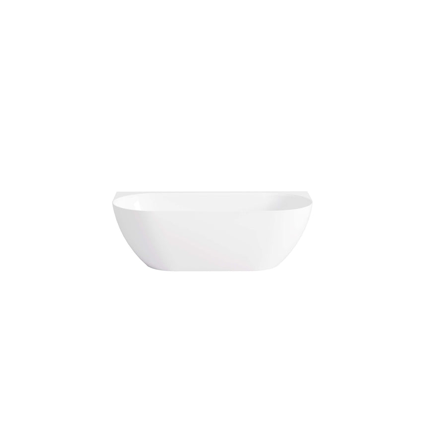 Ellips gloss white acrylic bathtub by Tilemall, 1500mm freestanding back-to-wall, product shot angled view