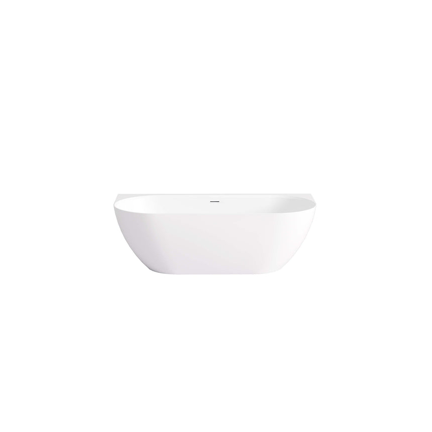 Lukka ellips 1500mm back-to-wall acrylic bath by Tilemall in gloss white, side profile view