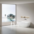 Ellips Back to Wall Free Standing Acrylic Bath Overflow 1500mm Matt White