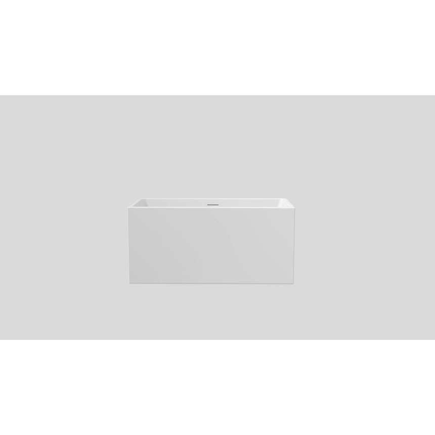Crete 1300mm freestanding bathtub by Tilemall, gloss white acrylic, side profile against neutral background