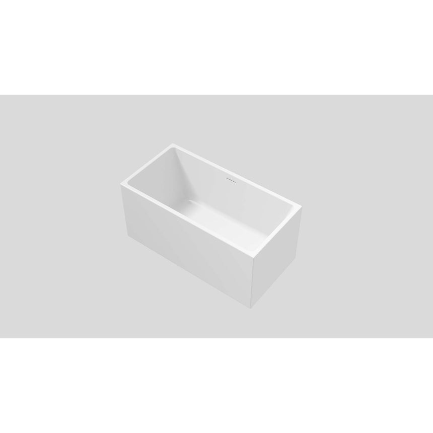 Crete freestanding bathtub by Tilemall in gloss white, 1300mm, rectangular interior view with overflow
