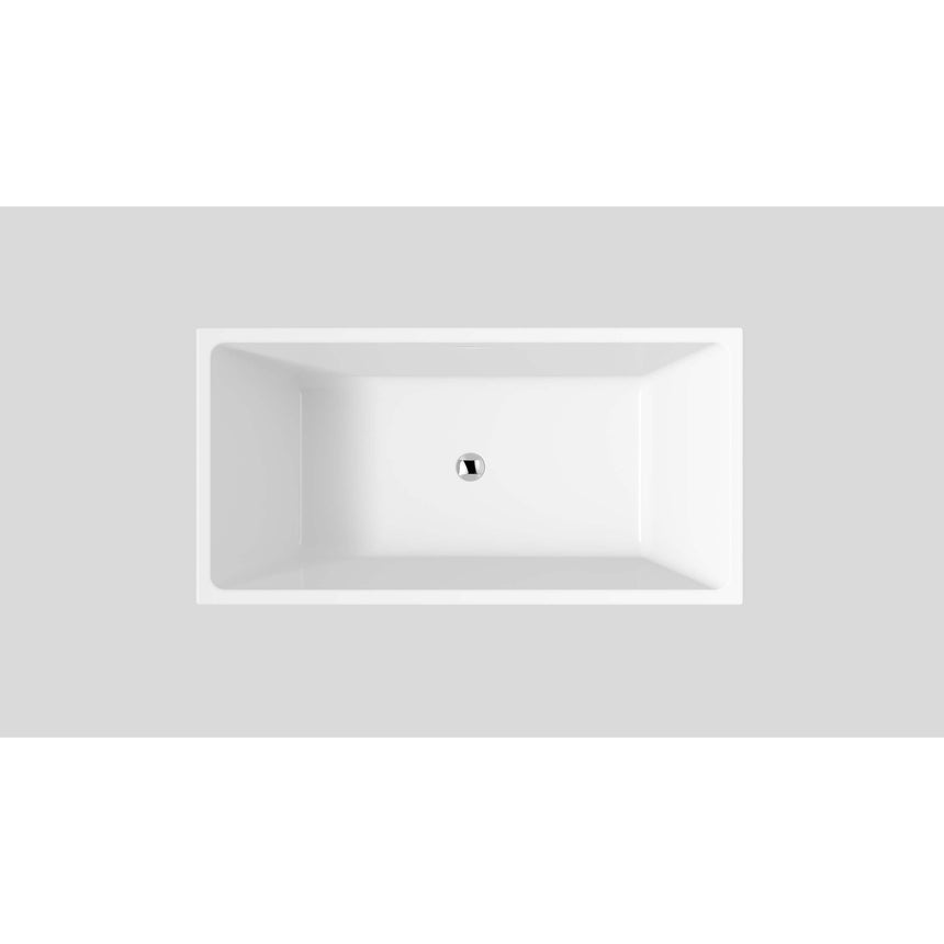 Lukka Back to Wall Bath crete 1300mm bathtub by Tilemall top-down interior view showing rectangular basin and centre overflow