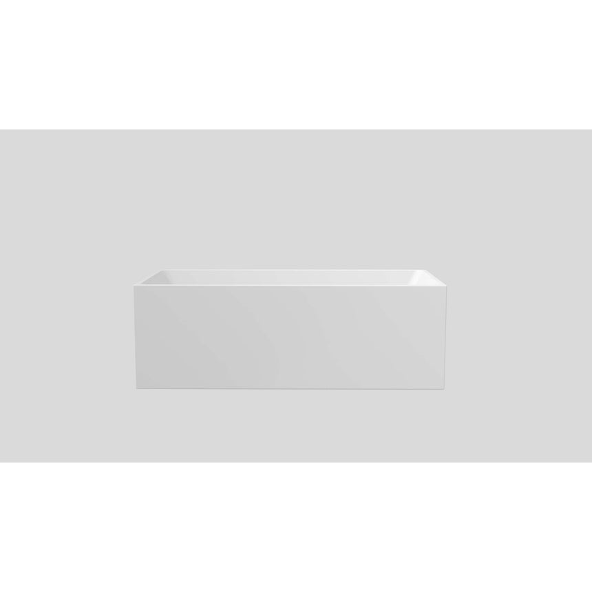 Lukka Back to Wall Bath crete Multifit freestanding bath 1700mm gloss white, exterior angle perspective by Tilemall