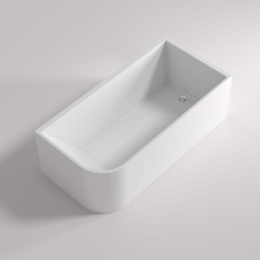 Clayton 1700x730mm freestanding acrylic bathtub by Tilemall, gloss white with curved rim and right corner design