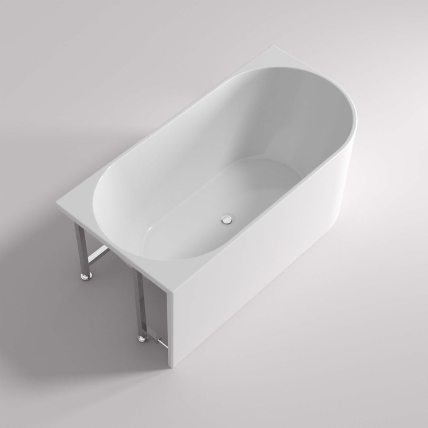 Bingie Lukka Corner Bath left corner freestanding acrylic bathtub by Tilemall, 1400mm, gloss white, no overflow