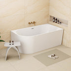 Bingie Fluted Skirt Bath Right Corner Overflow 1500mm Matt White