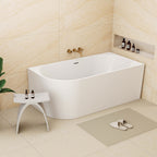 Bingie Fluted Skirt Bath Right Corner Overflow 1700mm Matt White