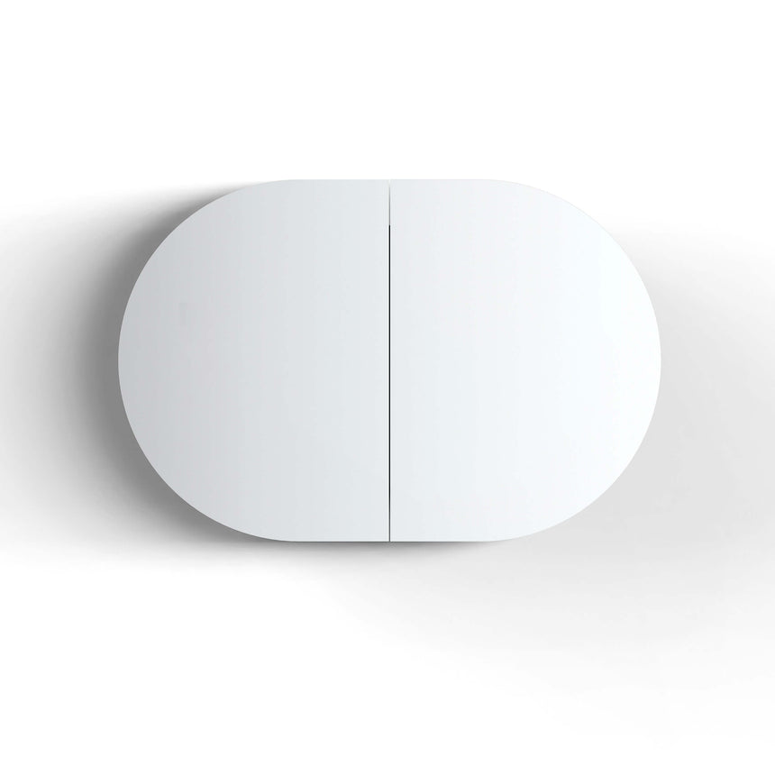 Otti Bondi SV matte white oval two-door shaving cabinet, 900x600mm, closed doors front view by Tilemall