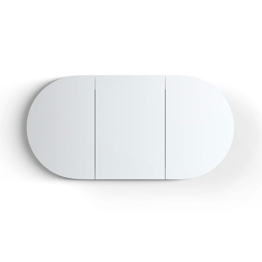 Otti Bondi SV matte white oval four-door shaving cabinet, 1800x900mm, full width mirror storage by Tilemall