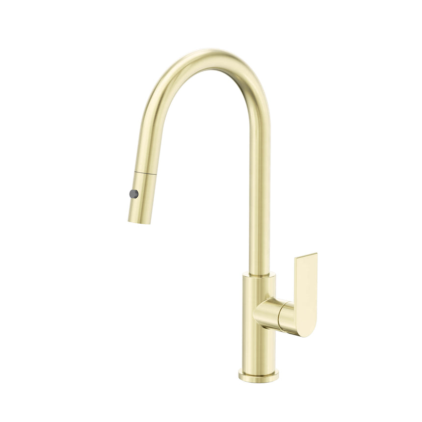 Nero Bianca 265x115mm brushed gold pull out sink mixer with veggie spray by Tilemall