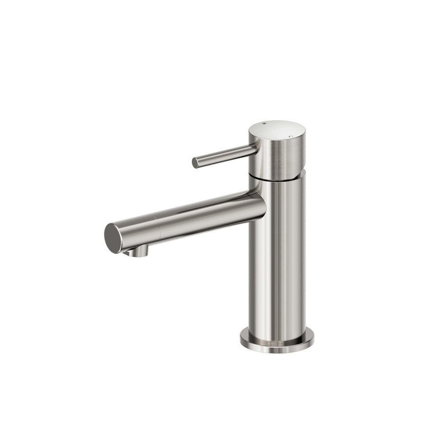 Nero Dolce II 166x52mm brushed nickel basin mixer by Tilemall with cylindrical body and lever handle