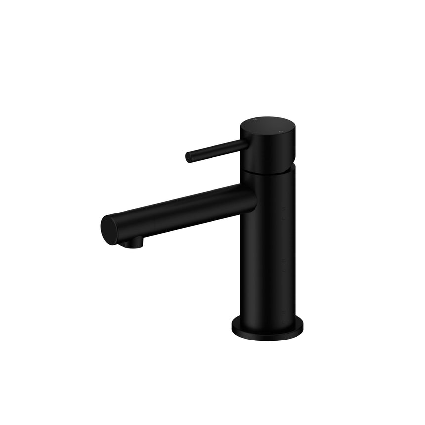 Nero Dolce II 166x52mm matte black basin mixer by Tilemall with single lever handle and curved spout