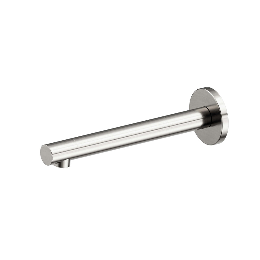 Nero Dolce II 230x60mm brushed nickel bath spout by Tilemall with wall-mounted rose and horizontal outlet