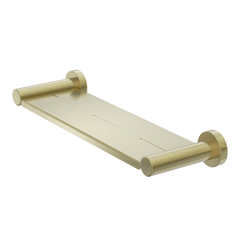 Nero Dolce II 109x366mm brushed gold shower shelf with cylindrical end supports by Tilemall