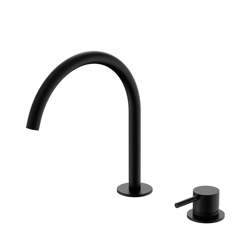 Nero Mecca 260x220mm matte black hob bath mixer set with arc spout and lever handle by Tilemall