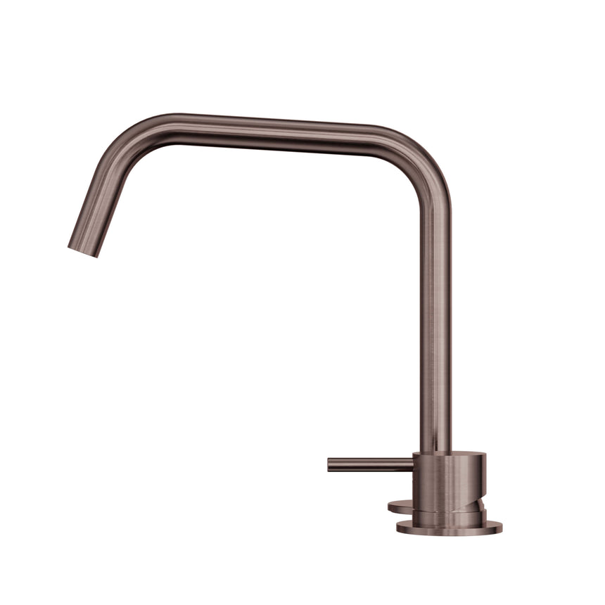 Nero Mecca 260x190mm brushed bronze kitchen mixer with squared edge spout and single lever handle by Tilemall