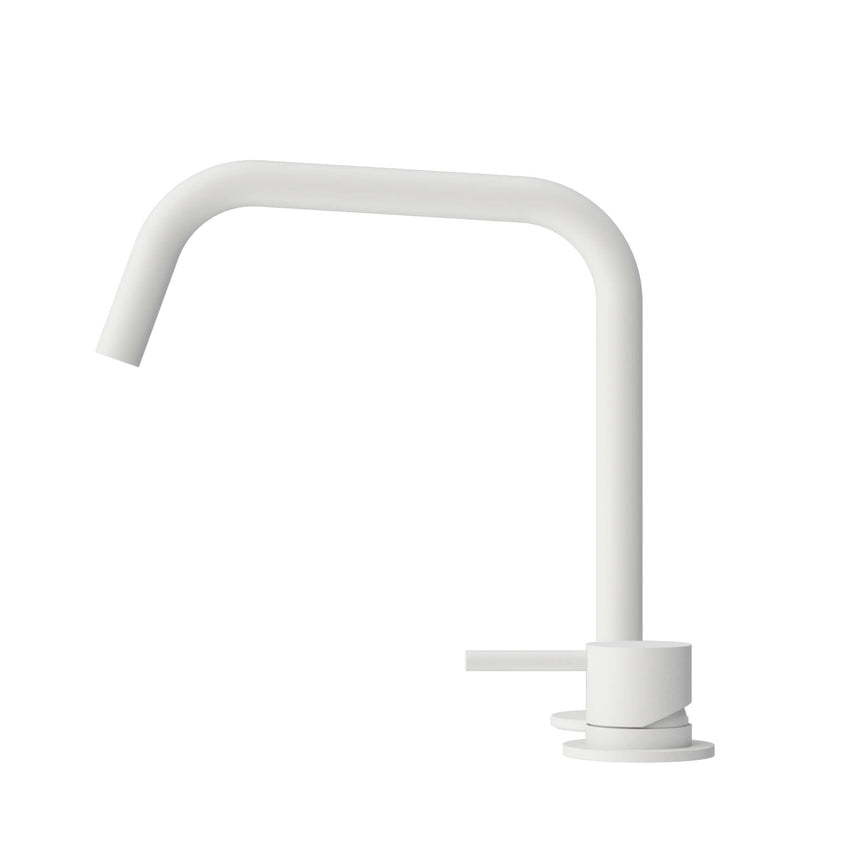 Nero Mecca 260x190mm matte white kitchen mixer with single lever handle and curved edge spout by Tilemall