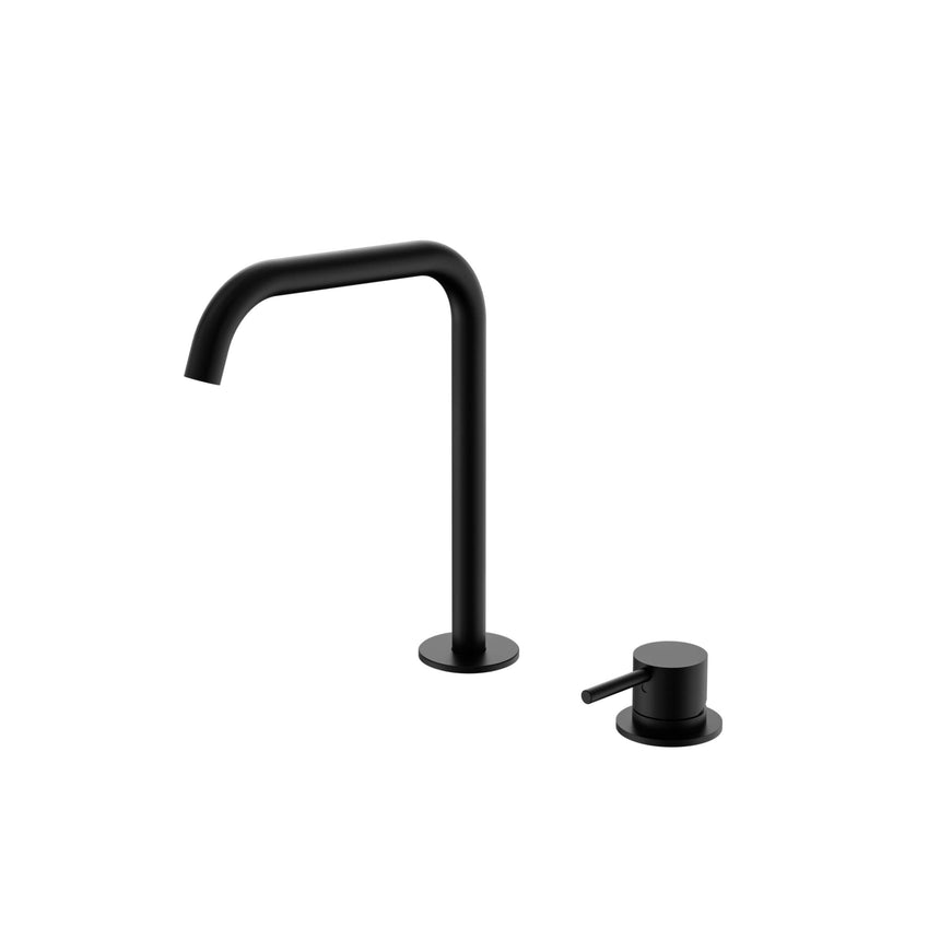 Nero Mecca 250x220mm matte black hob bath mixer set with edge spout and lever handle by Tilemall