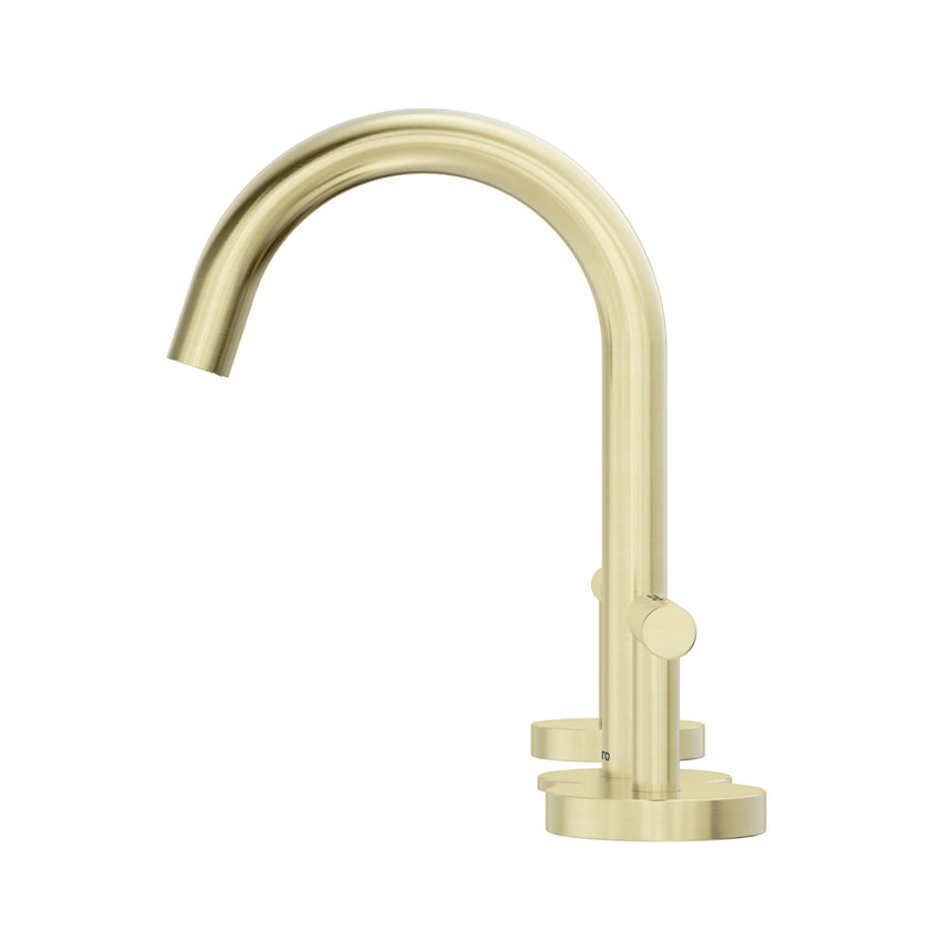 Nero Mecca 175x400mm brushed gold single-lever basin mixer with tall curved arc spout by Tilemall