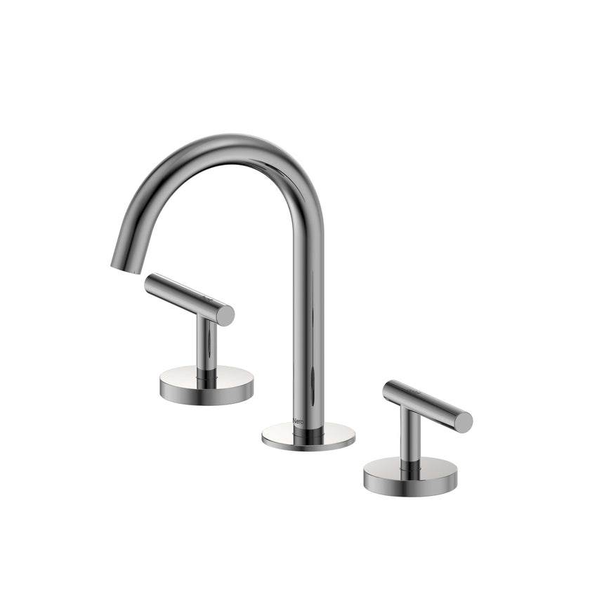 Nero Mecca 175x400mm chrome lever basin set with arc spout and dual handles by Tilemall