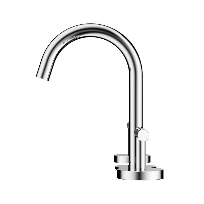 Nero Mecca 175x400mm chrome basin mixer showing curved arc spout and single lever handle by Tilemall
