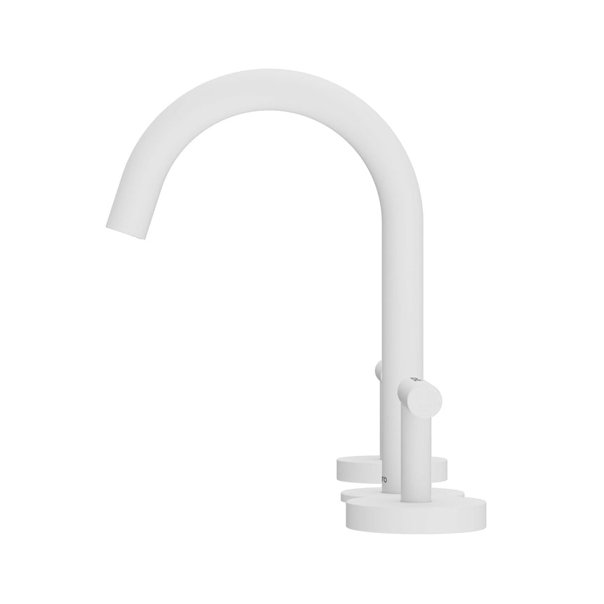 Nero Mecca 175x400mm matte white basin mixer with curved arc spout and single lever control by Tilemall