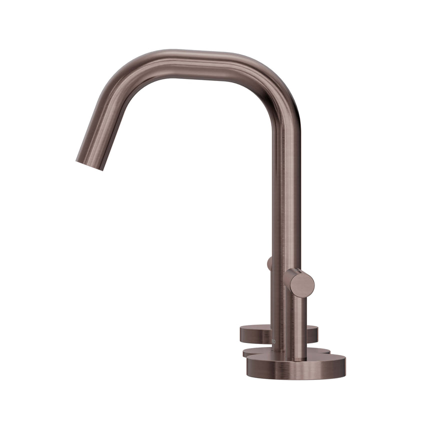 Nero Mecca 175x400mm brushed bronze basin mixer featuring curved spout and single lever handle detail by Tilemall
