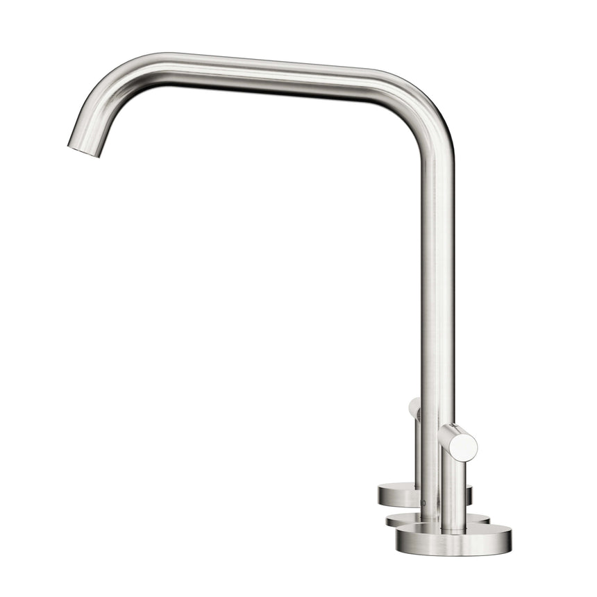 Nero Mecca 250x400mm brushed nickel single lever kitchen mixer with tall curved edge spout by Tilemall