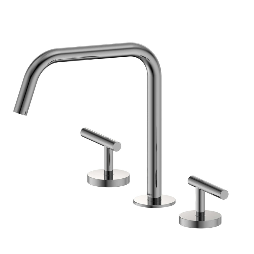 Nero Mecca 270x400mm chrome basin mixer with edge spout and dual lever handles by Tilemall
