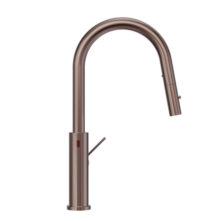 Nero Mecca 265x115mm brushed bronze kitchen mixer showing sensor touchpad and retractable pull out spray head by Tilemall