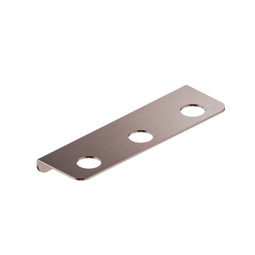 Nero Mecca 75x250mm triple soap bottle holder brushed bronze by Tilemall, angled view