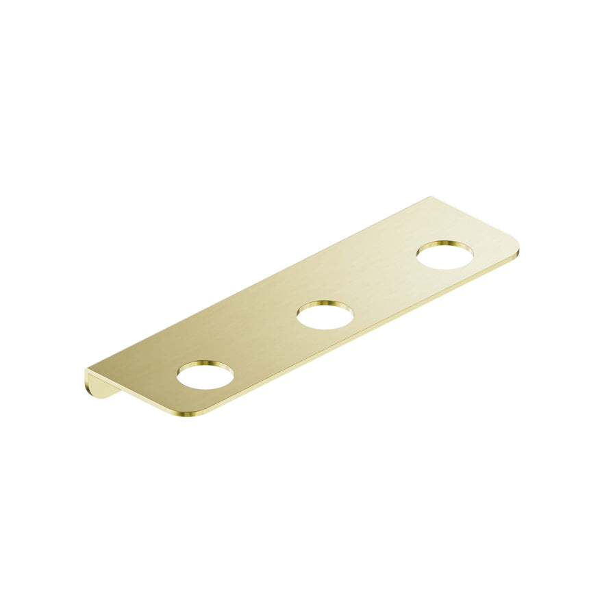 Nero Mecca 75x250mm triple soap bottle holder brushed gold by Tilemall, wall-mounted plate with three circular apertures